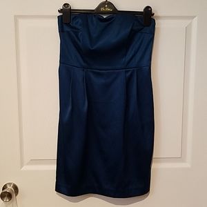 SALE!!! Express Blue/Green Satin Strapless Mini Sexy Cocktail  Dress Sz 4